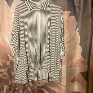 Chic Striped Button Down Shirt L/XL